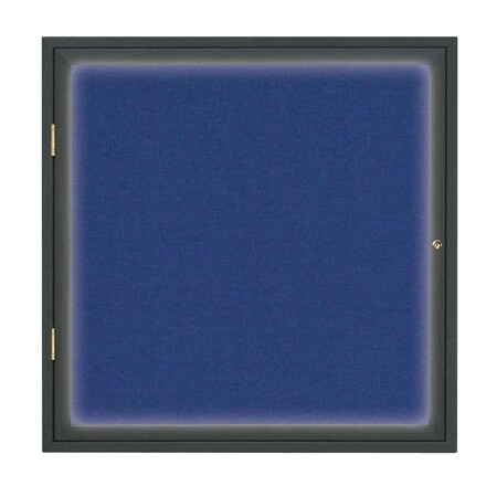 United Visual Products Single Door Slim Enclosed Radius EZ Tack Board, 42"x32", Bronze/White UVRDS42EZ-WHITE-BRONZE